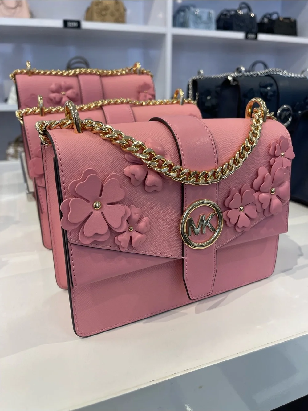 MICHAEL KORS Greenwich Small Floral Embellished Crossbody Bag Carnation  NWT